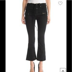 Womens Unravel Project Black Lace-Up Closure Flare Jeans 27